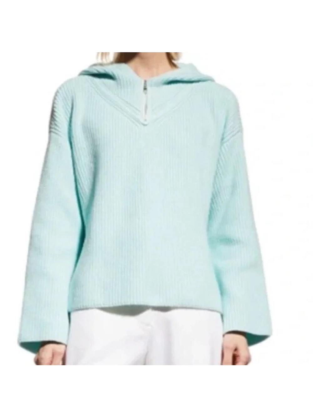 ADEAM JAPAN INTERMIX MINT GREEN TENNIS ZIP KNIT HOODIE TOP SWEATER LOUNGEWEAR XS